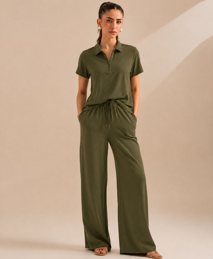 Day Ease DK Olive Zip POLO (Women)