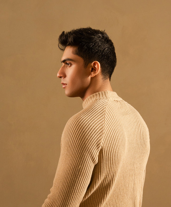 Khaki Mock Neck Sweater