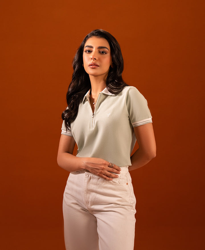 Mint Retro Zip POLO (Women)