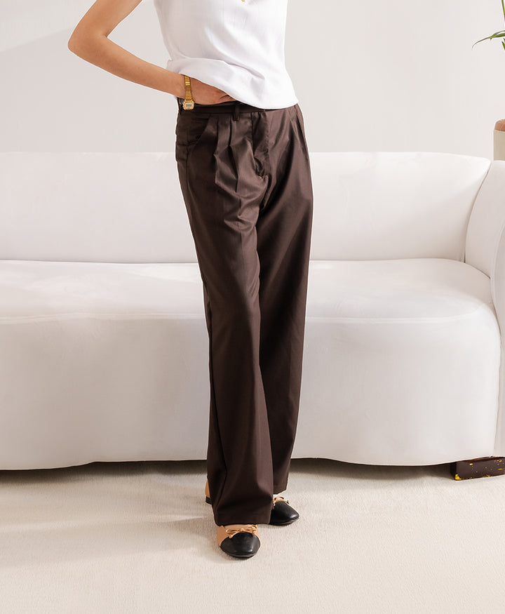 Brown Formal Wide Leg Pants (Women)