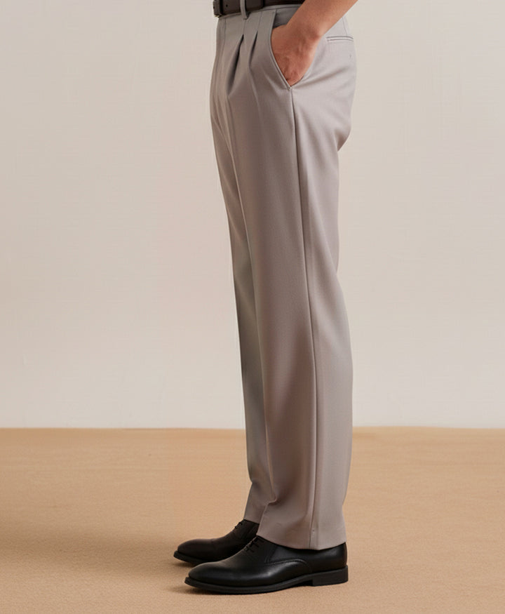 Beige Pleated Dress Pants