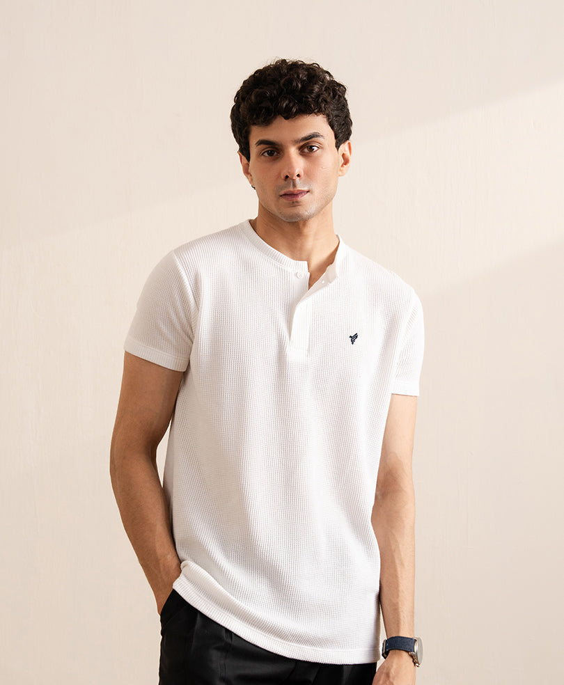 White Waffle Henley