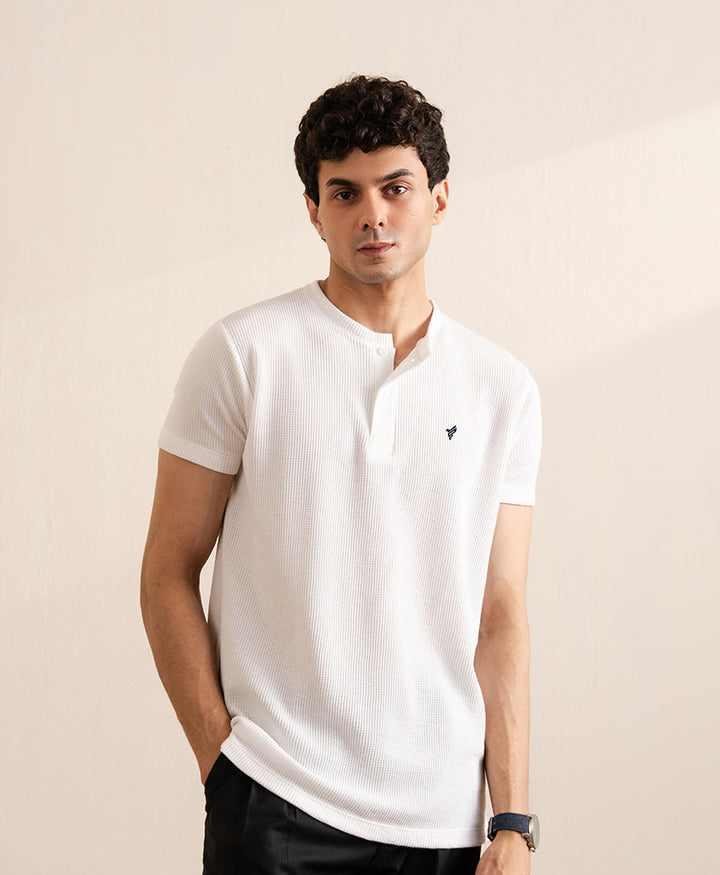 White Waffle Henley