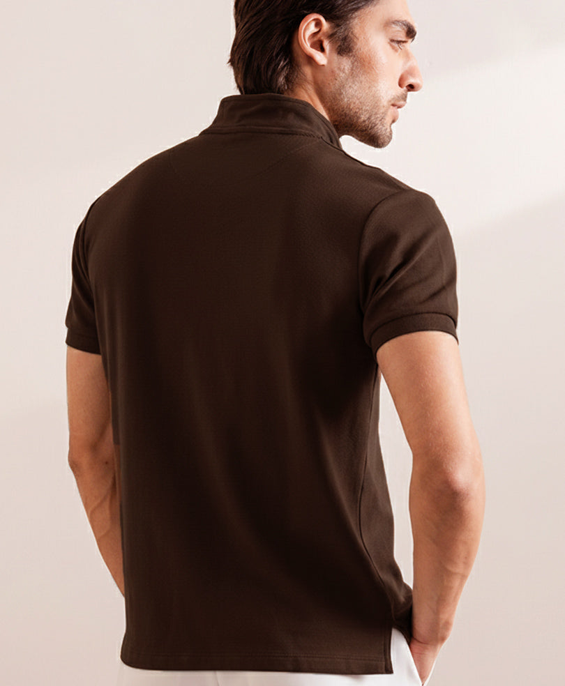 Chocolate Mock Zip POLO