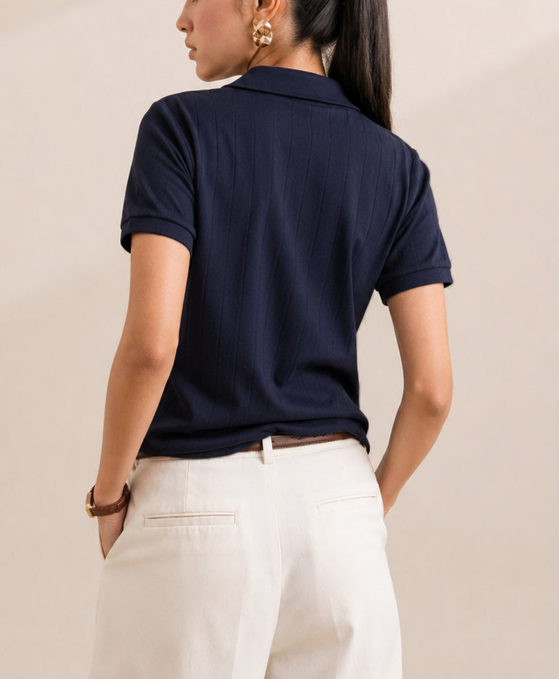 Navy Drop Needle POLO (Women)
