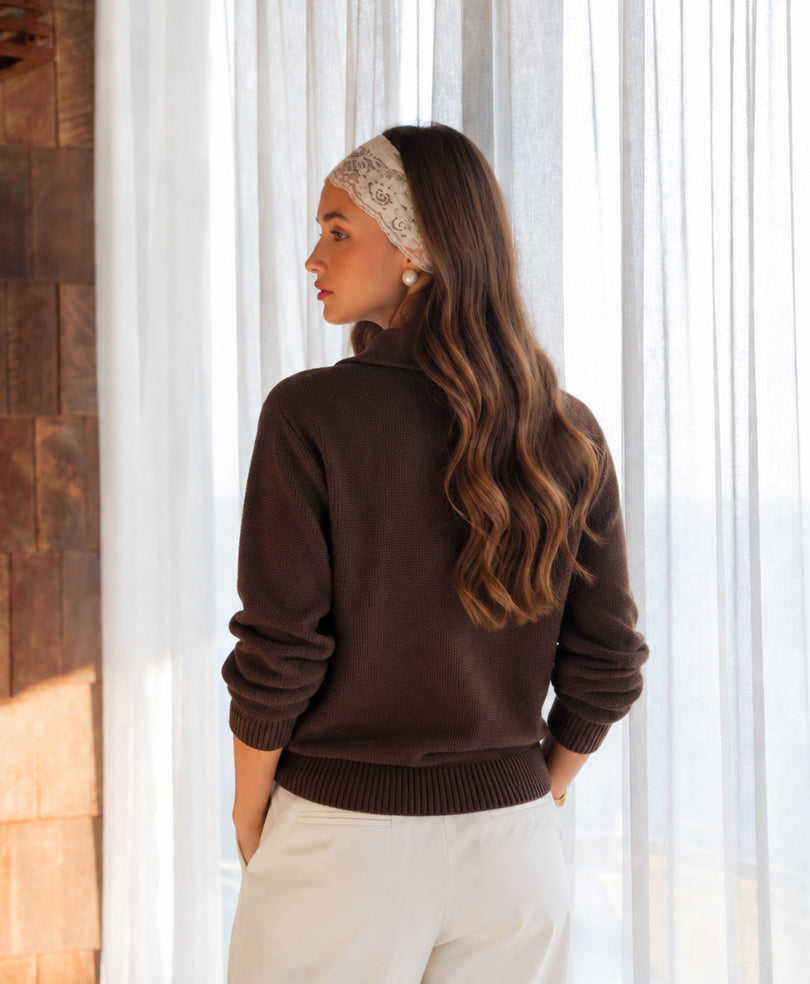 Chocolate Zipper Cardigan (Women)