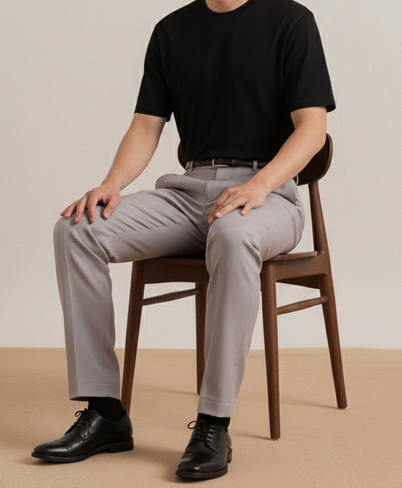 Beige Pleated Dress Pants