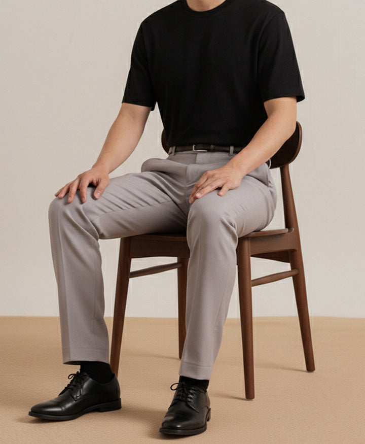 Beige Pleated Dress Pants