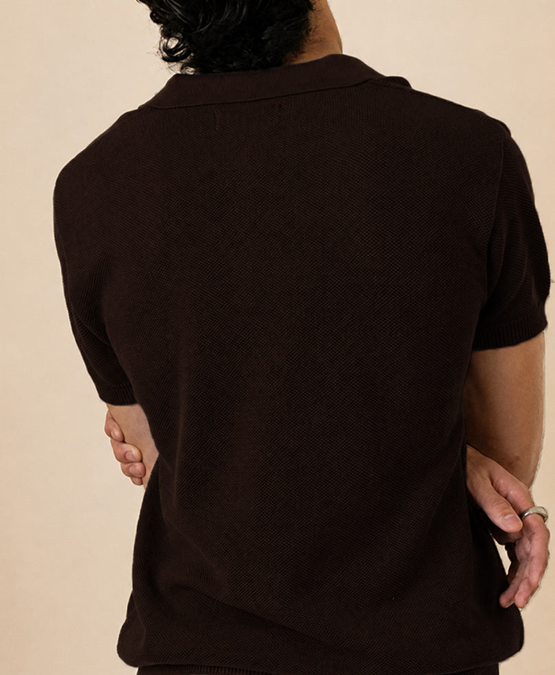 Dk Brown Mesh knitted POLO