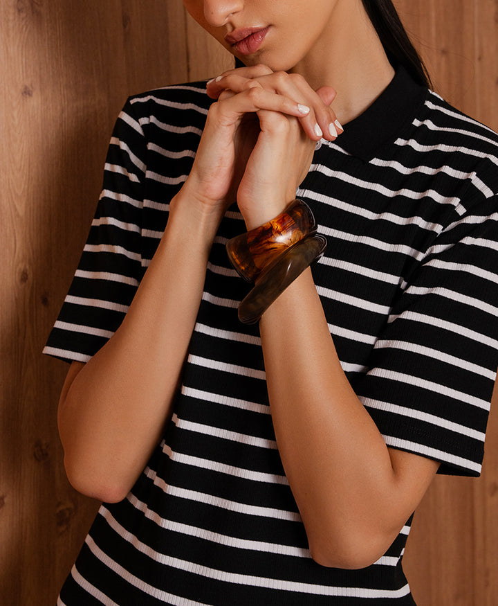 City Striped Knit Long Dress (Women)