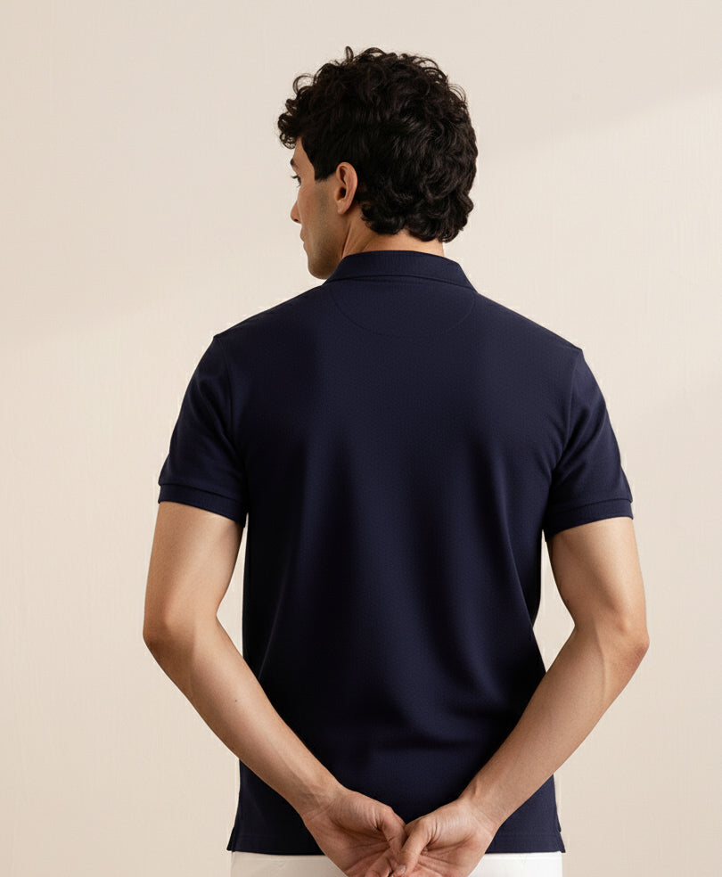 NAVY ZIP POLO