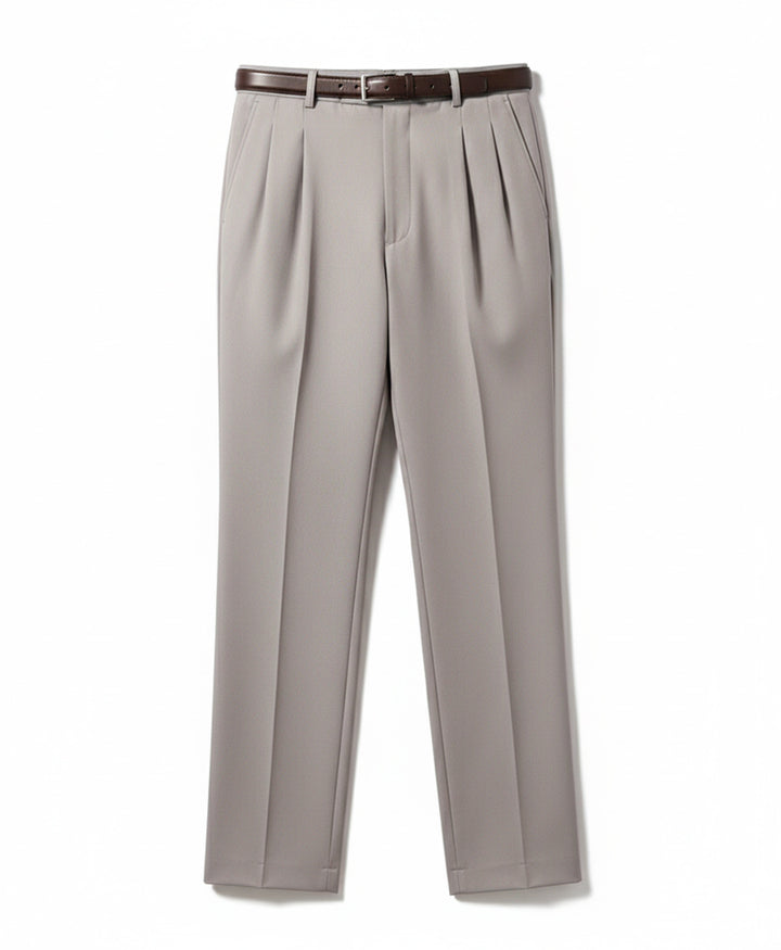 Beige Pleated Dress Pants