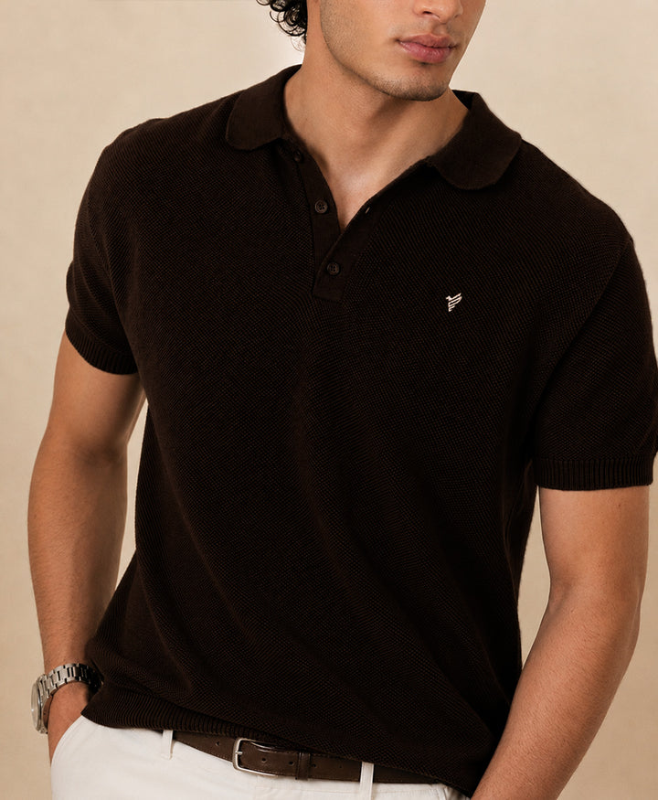 Dk Brown Mesh knitted POLO