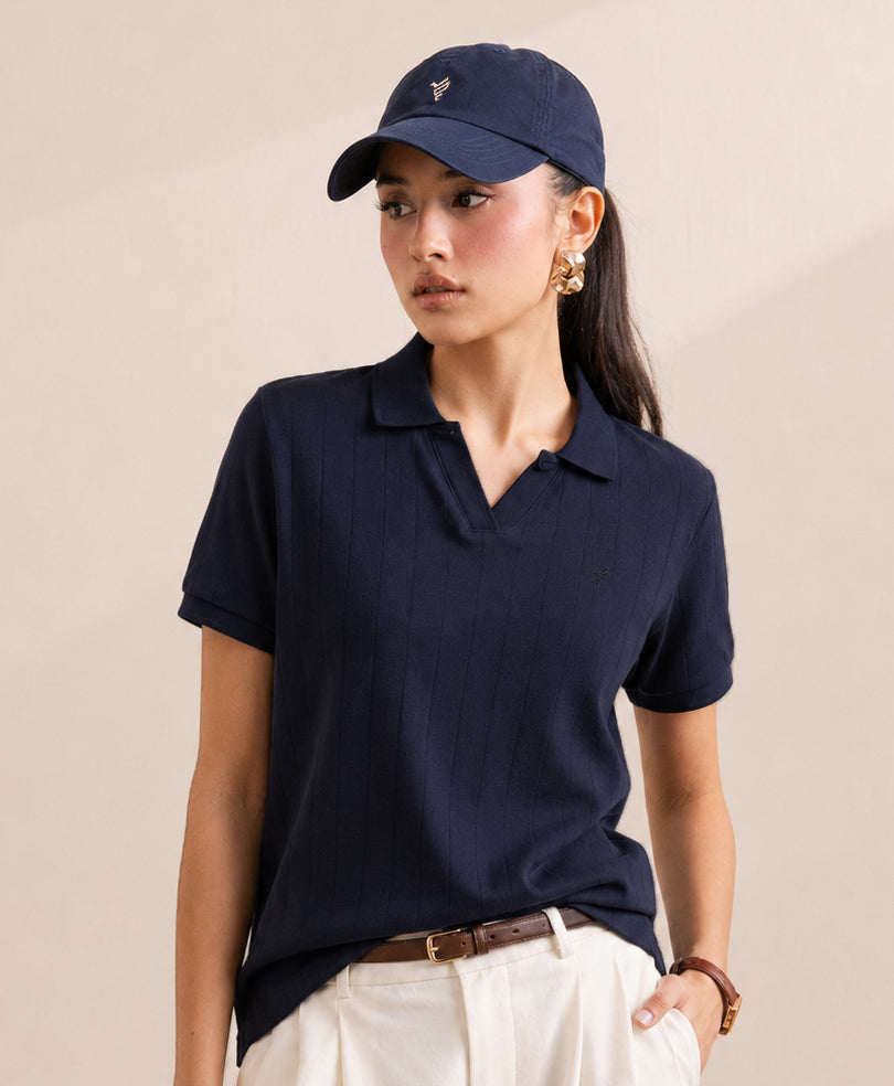 Navy Drop Needle POLO (Women)