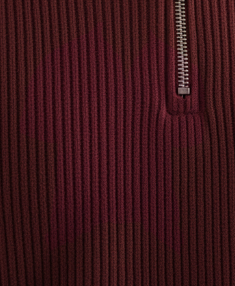 Burgundy Waffle Zip POLO