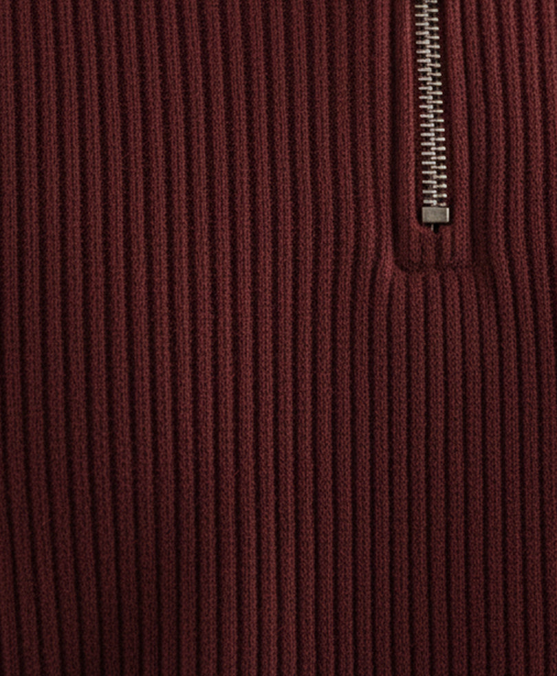 Burgundy Waffle Zip POLO