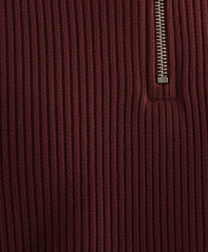 Burgundy Waffle Zip POLO