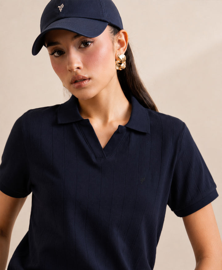 Navy Drop Needle POLO (Women)