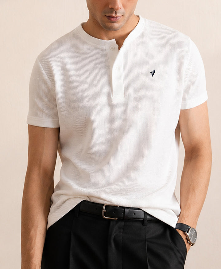 White Waffle Henley