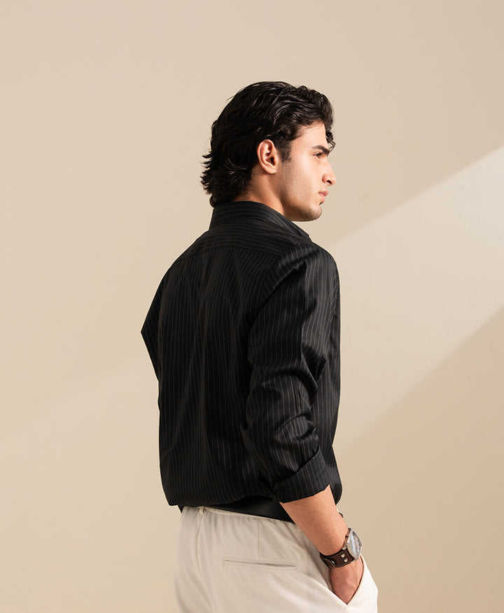 Black Pinstripe Shirt (Slim / Modern Fit)