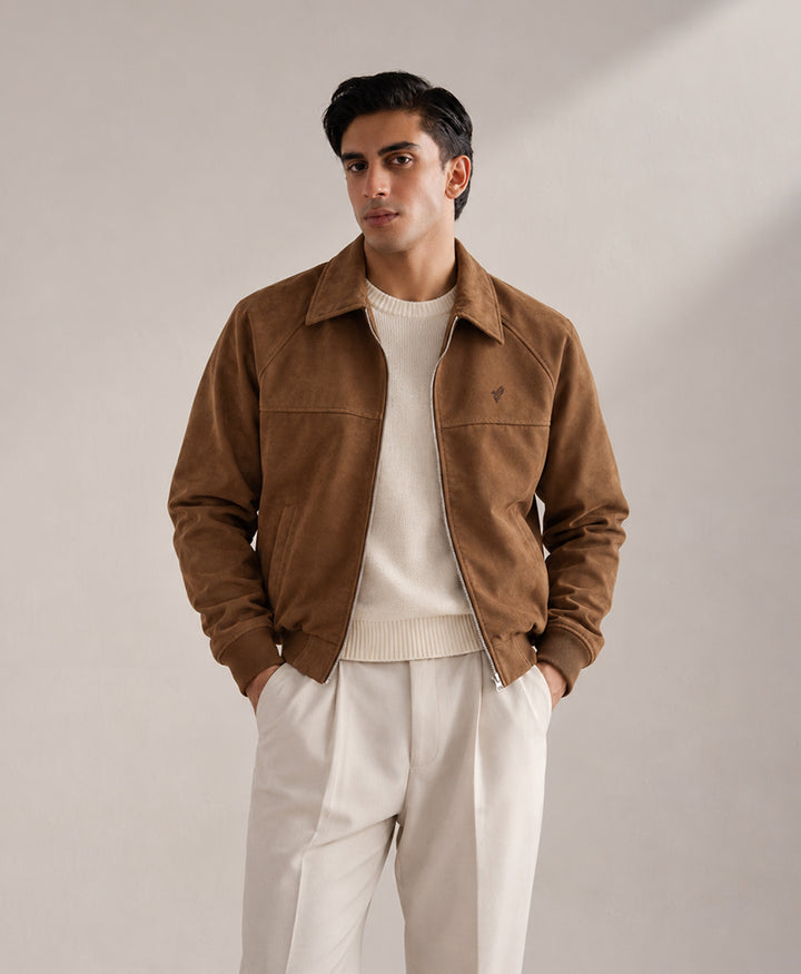 Lt Brown Oakmont Faux Suede Jacket