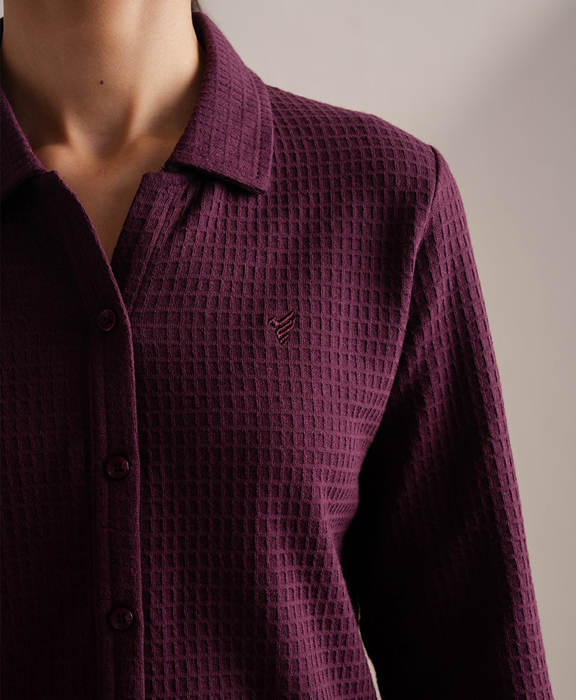 Burgundy Modern Shirt Muse Co-Ord (Women)
