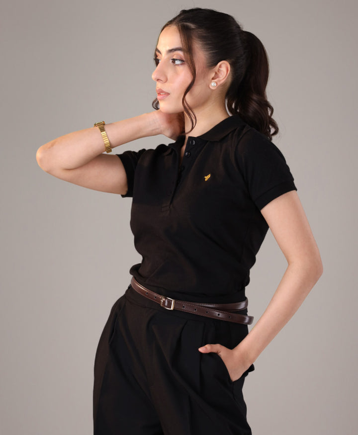 Black Classic Buttoned POLO (Women)