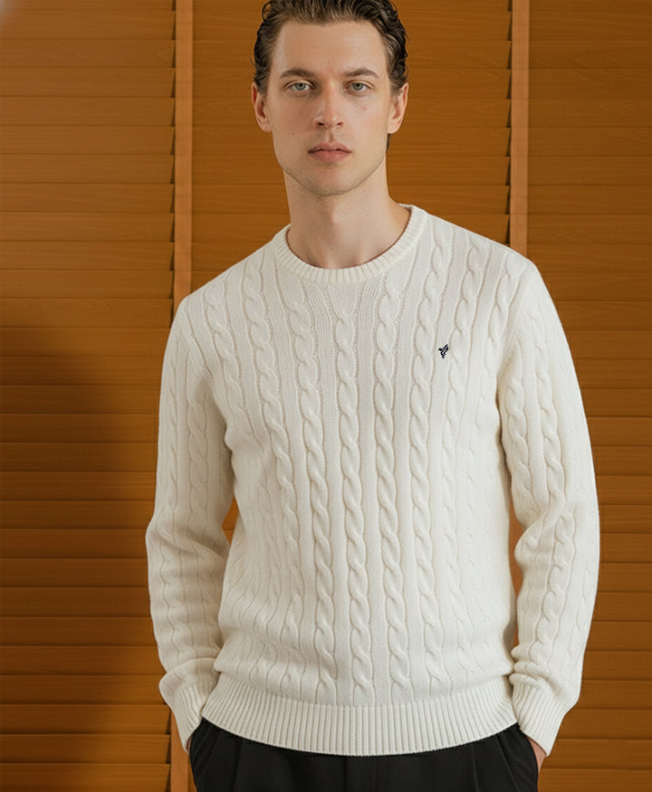 White Cable Knit Sweater