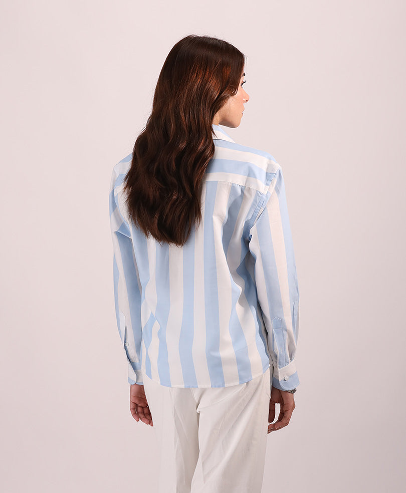 Blue Bold Striped Shirt (Women)