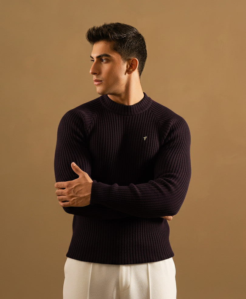 DK Purple Mock Neck Sweater
