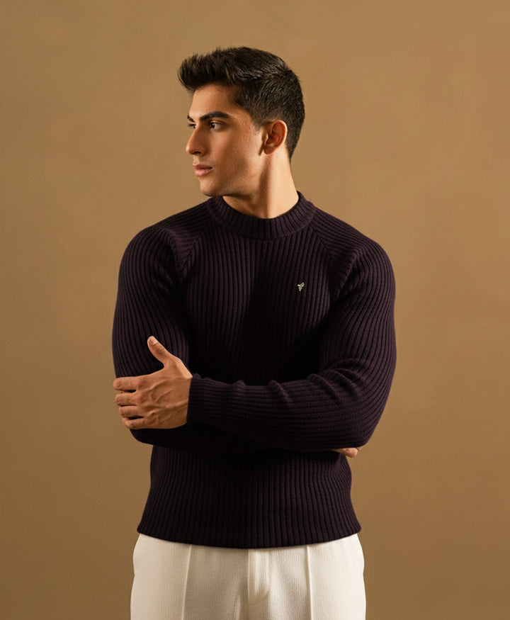 DK Purple Mock Neck Sweater
