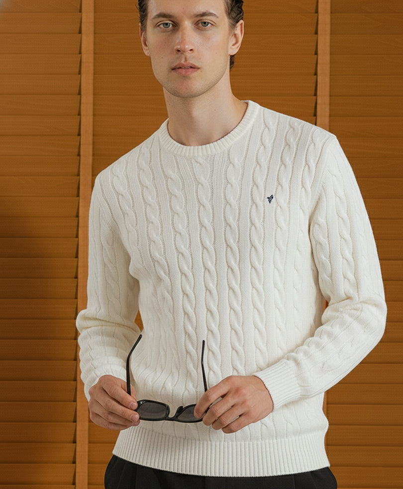 White Cable Knit Sweater