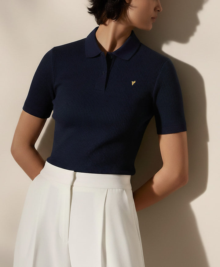 Navy Waffle POLO (Women)
