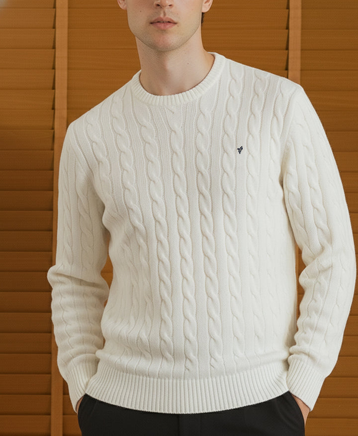 White Cable Knit Sweater