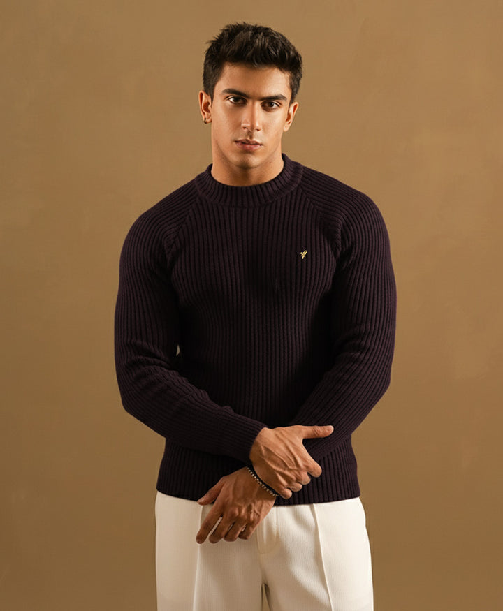 DK Purple Mock Neck Sweater