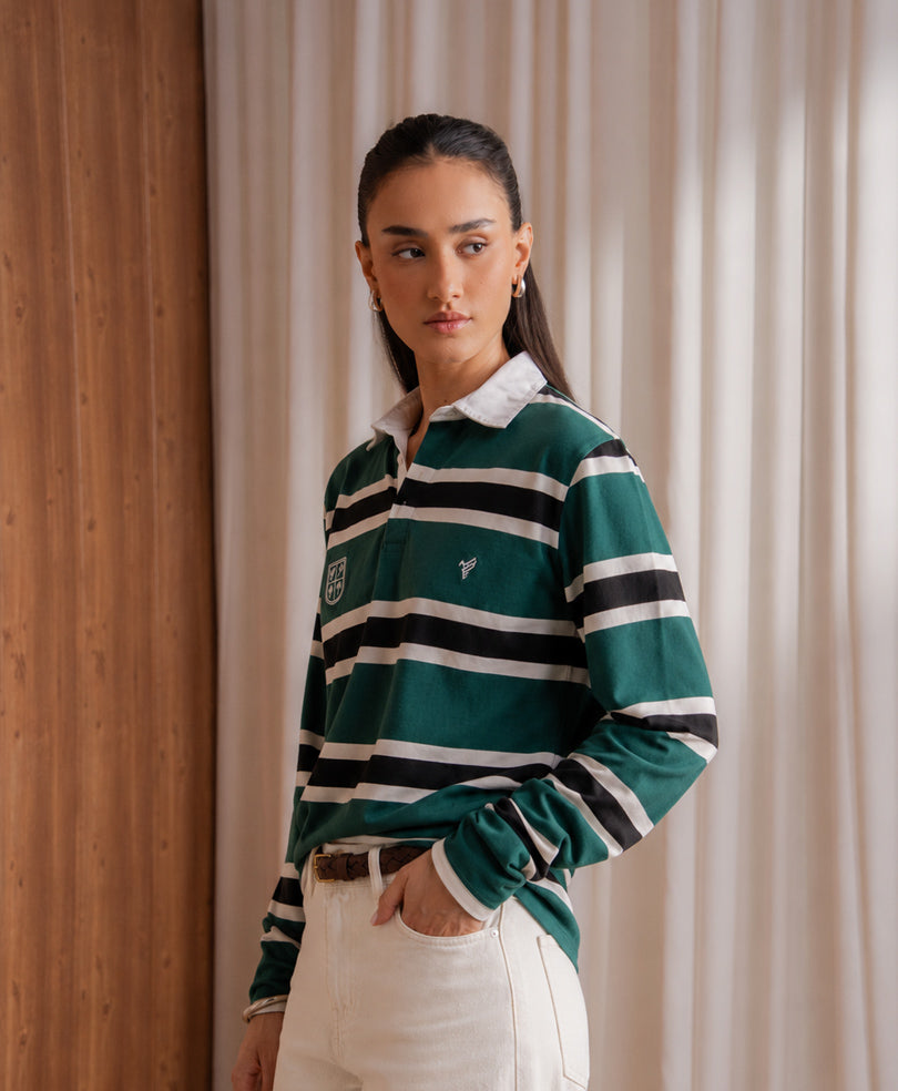 Green Monaco Stripe Rugby (Women)