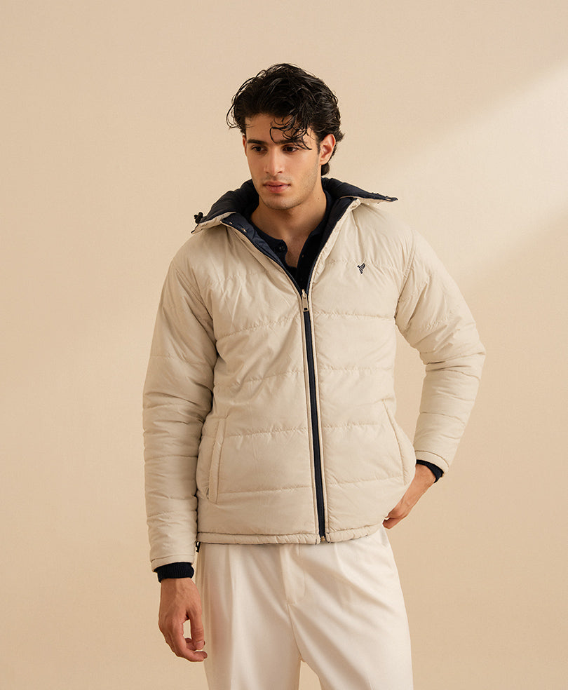 OFF White & Navy Reversible Quilted Jacket