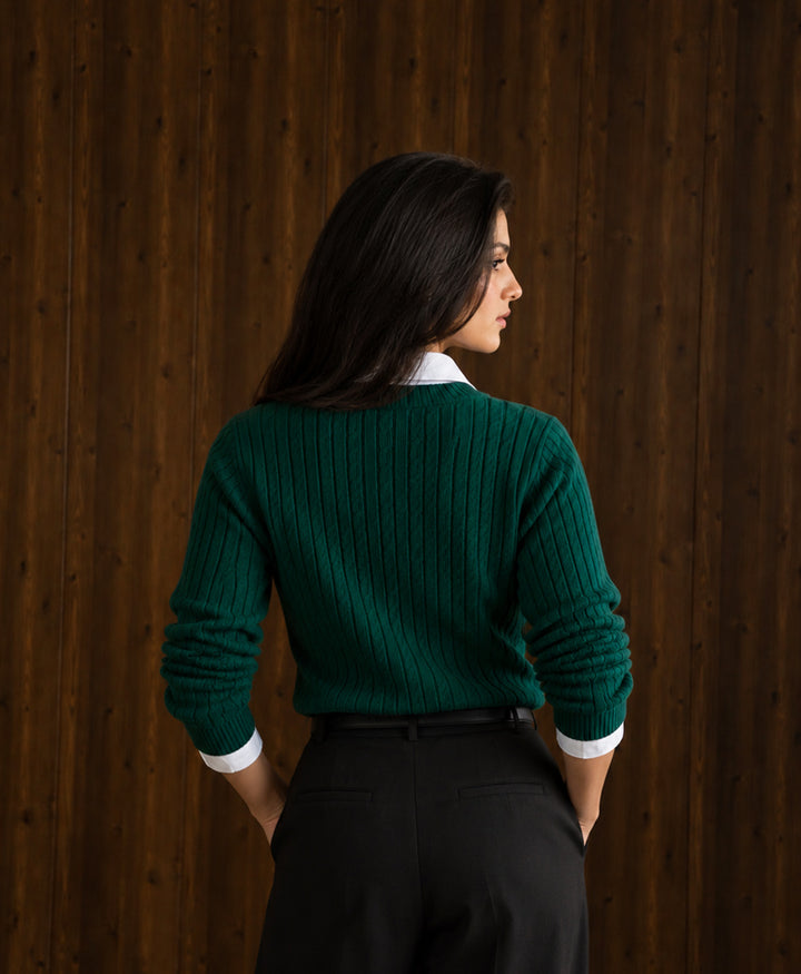 Green Cable Knit Sweater (Women)