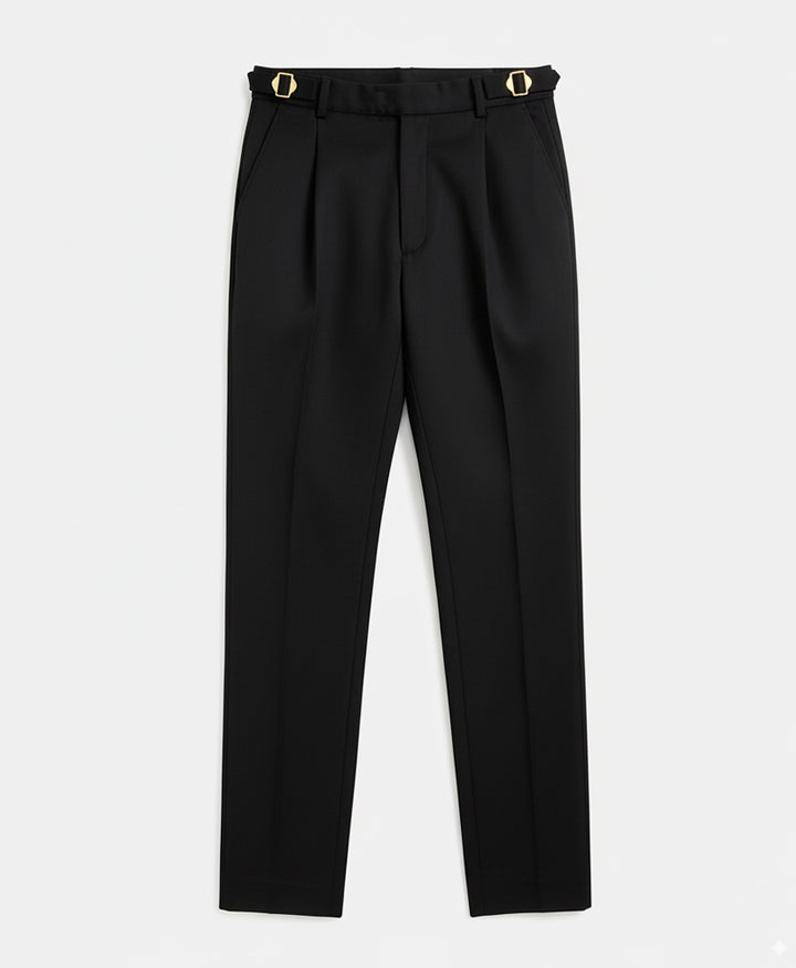 Black Dual Side Tab Ghurka Pants (Women)