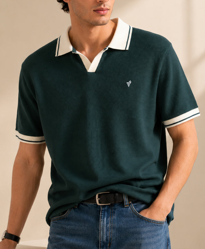 Sailor Hunter Green Waffle Knit POLO