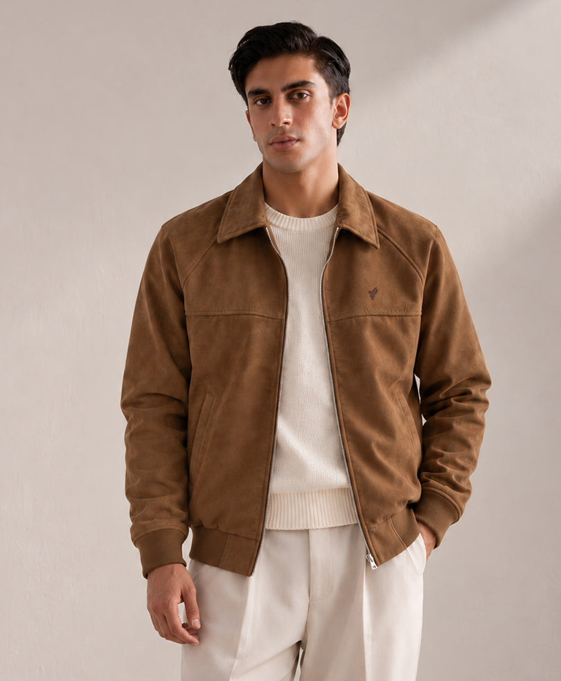 Lt Brown Oakmont Faux Suede Jacket