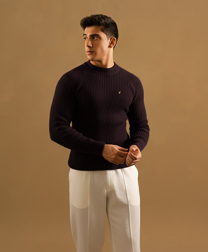 DK Purple Mock Neck Sweater