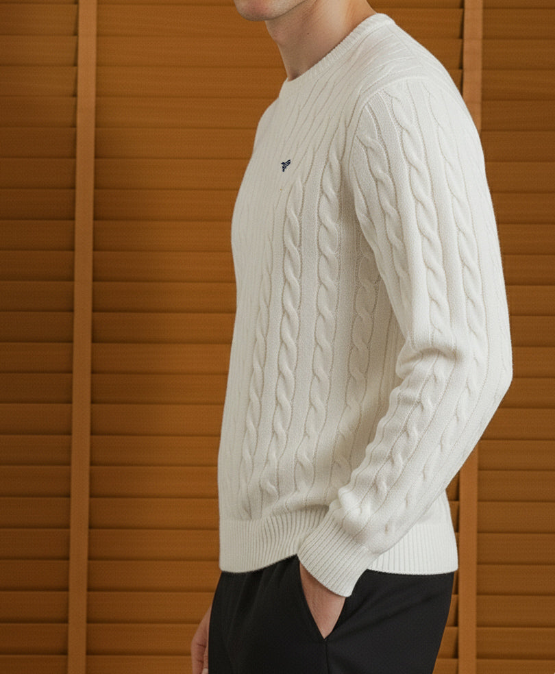 White Cable Knit Sweater