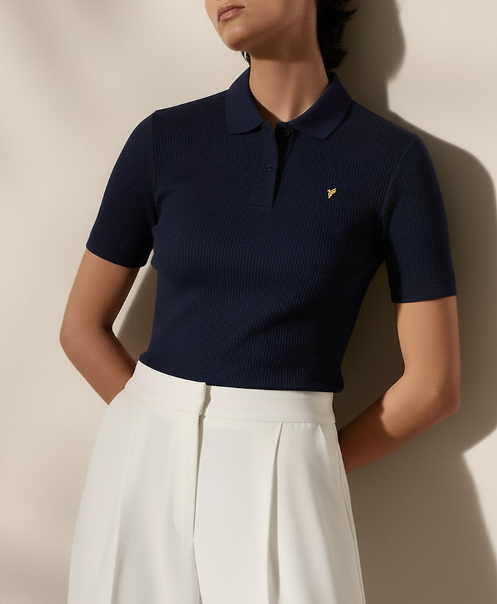 Navy Waffle POLO (Women)