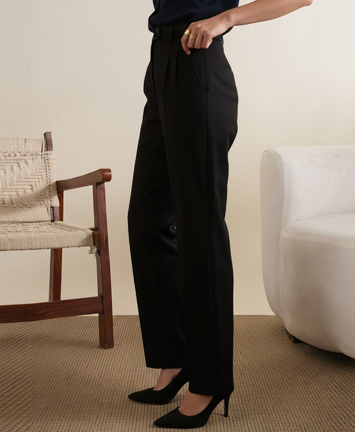 Black Dual Side Tab Ghurka Pants (Women)