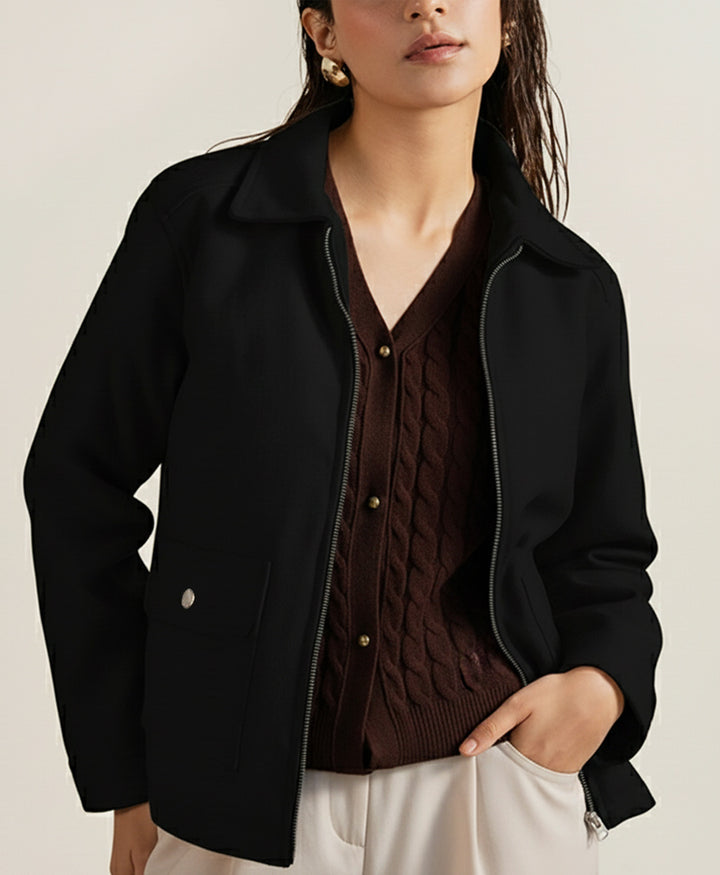 Black Soft Zip-Up Jacket (Women)