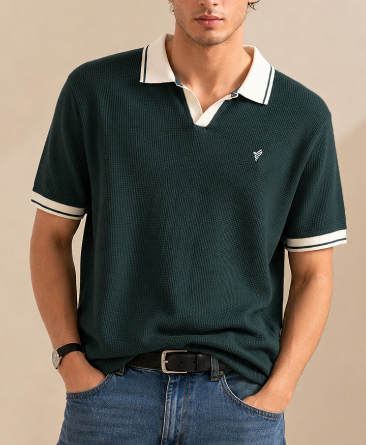 Sailor Hunter Green Waffle Knit POLO