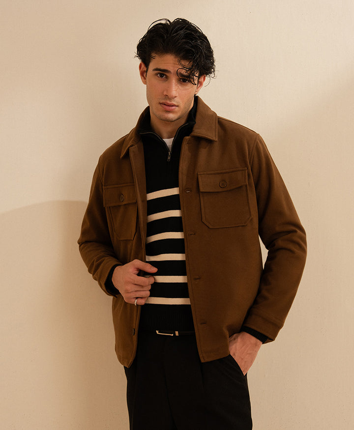 Black Striped Mock Neck Pullover