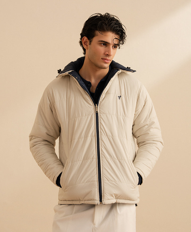 OFF White & Navy Reversible Quilted Jacket
