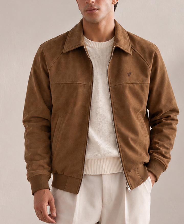 Lt Brown Oakmont Faux Suede Jacket